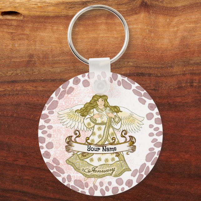 January Birthday Angel Keychain (Front)