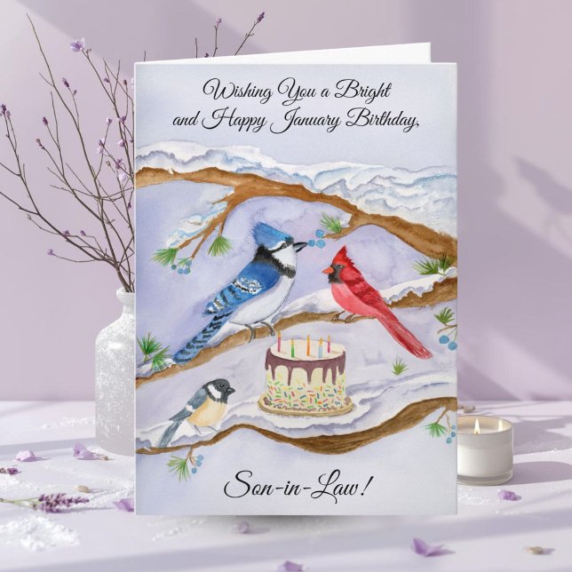 January Birthday Backyard Birds Son-in-Law Card (Creator Uploaded)