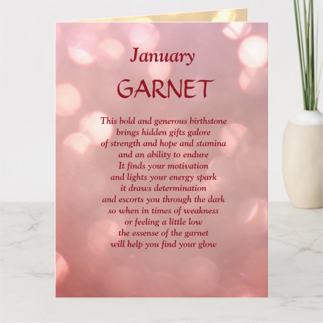 January Birthday Birthstone Garnet Greeting Card (Front)