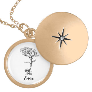 January Birthday Flower name necklace for Women
