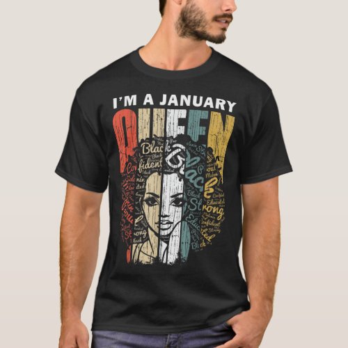 January Birthday s for Women _ Black African Queen T_Shirt