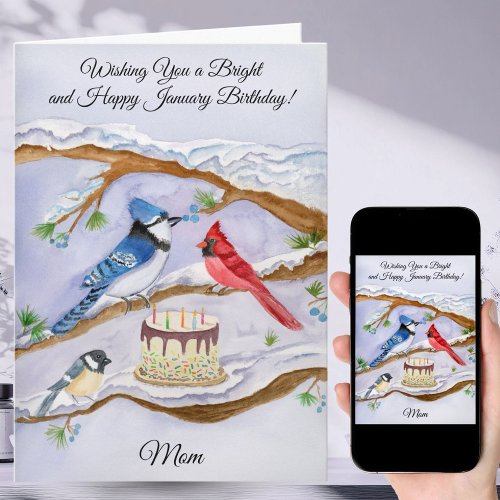 January Birthday with Backyard Birds and Cake Mom