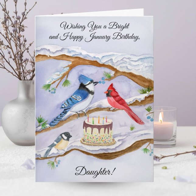 January Birthday with Backyard Birds Daughter Card (Creator Uploaded)