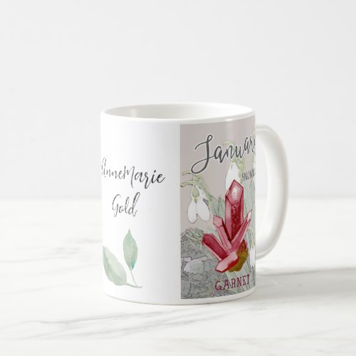 January Birthstone and Flower Coffee Mug
