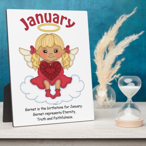 January Birthstone Angel Blonde Plaque