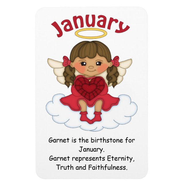 January Birthstone Angel Brunette Premium Magnet (Vertical)