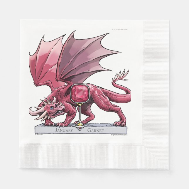January Birthstone Dragon - Garnet Napkins (Front)