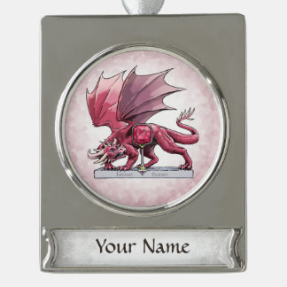 January Birthstone Dragon - Garnet  Silver Plated Banner Ornament