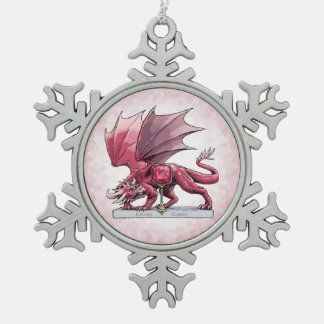 January Birthstone Dragon - Garnet Snowflake Pewter Christmas Ornament