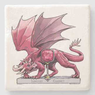 January Birthstone Dragon - Garnet Stone Coaster