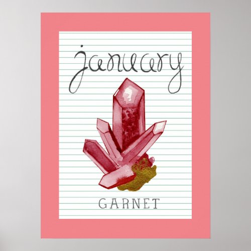 January Birthstone Garnet 18x24 Artwork Poster