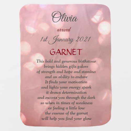 January Birthstone Garnet design Baby Blanket