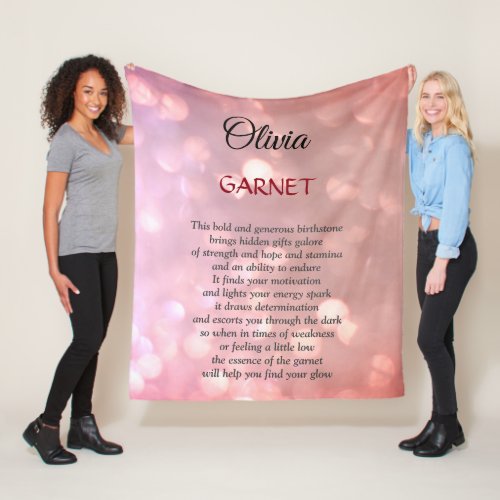 January Birthstone Garnet design  Fleece Blanket