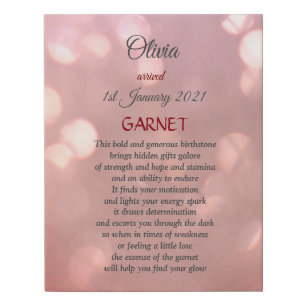 January Birthstone Garnet design New Baby Faux Canvas Print