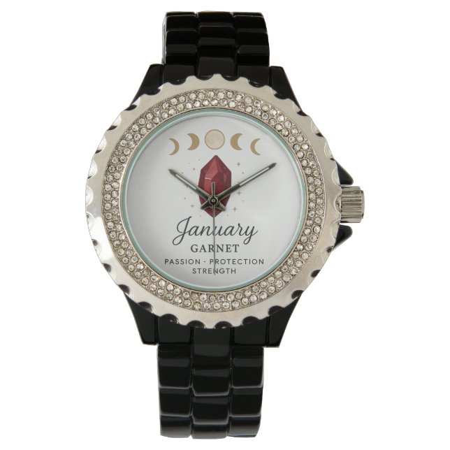 January Birthstone Watch – Garnet Crystal Design f (Front)