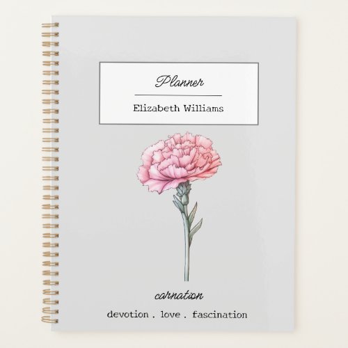 JANUARY CARNATION BIRTH FLOWER PERSONALIZED  PLANNER