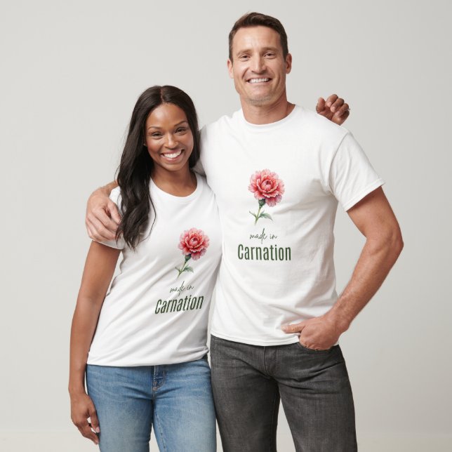 January Carnation Birth Flower  T-Shirt Watercolor (Unisex)