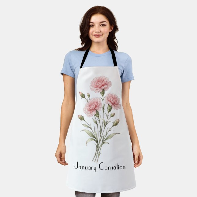 January Carnation Flowers  Apron (Worn)