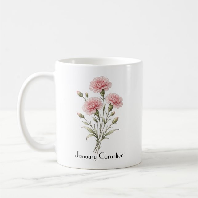 January Carnation Flowers  Coffee Mug (Left)