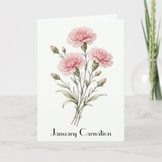 January Carnation Flowers Greeting Card