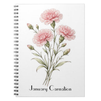 January Carnation Flowers  Notebook