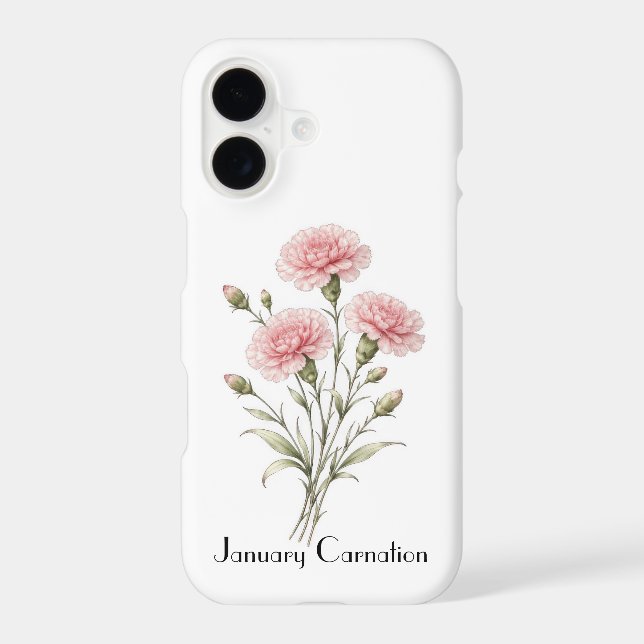 January Carnation Flowers Phone Case (Back)