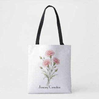 January Carnation Flowers  Tote Bag