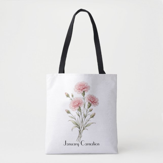 January Carnation Flowers  Tote Bag (Front)