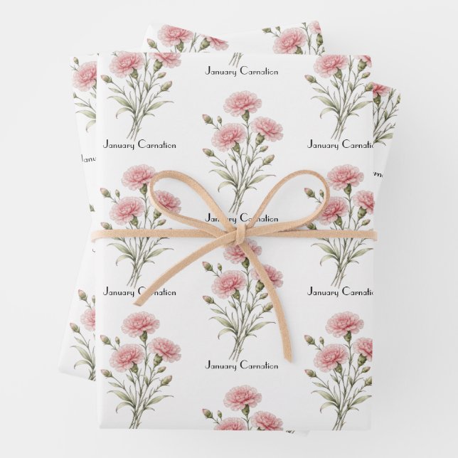 January Carnation Flowers  Wrapping Paper Sheets (In situ)