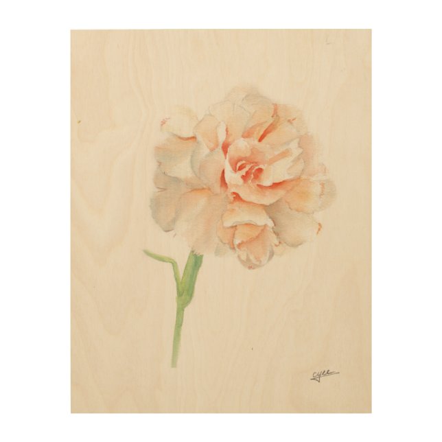 January Carnations Birth Month Flower Wood Art (Front)
