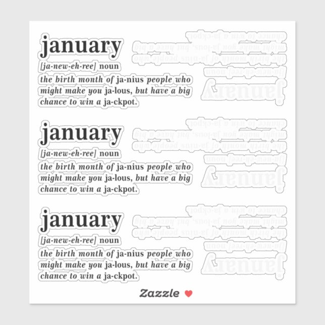 January Definition Birthday Sticker (Sheet)