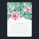 January Desk Top Calendar Card Hibiscus<br><div class="desc">Brighten your home office with these charming watercolor calendar cards! Perfectly sized as an A7 calendar card, the January 2026 calendar design features original pink hibiscus flowers and tropical greenery in vibrant shades of green, turquoise, pink, and orange. Display these easel calendars on your desktop calendars stand or in a...</div>