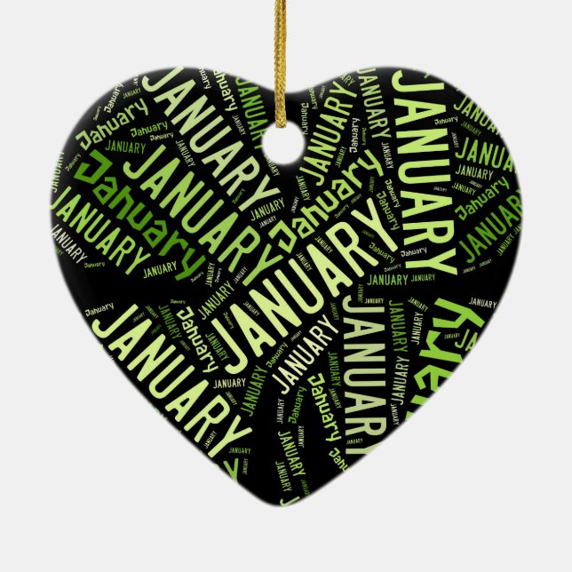 January Four Leaf Clover Ceramic Ornament (Back)