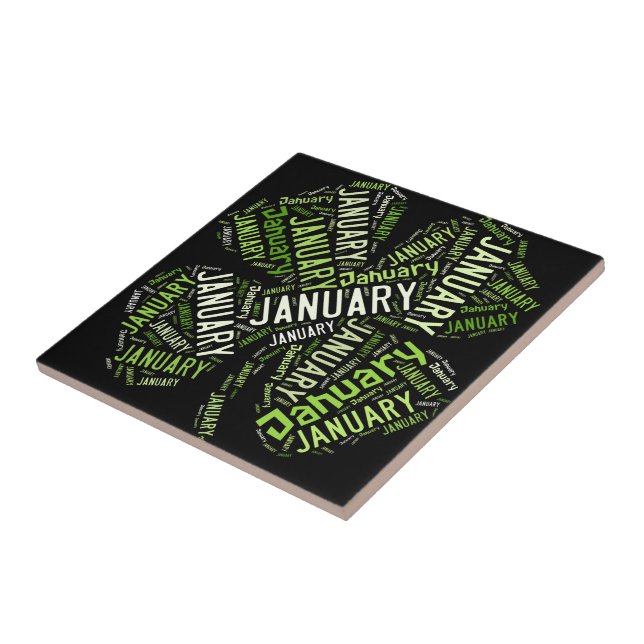 January Four Leaf Clover Ceramic Tile (Side)