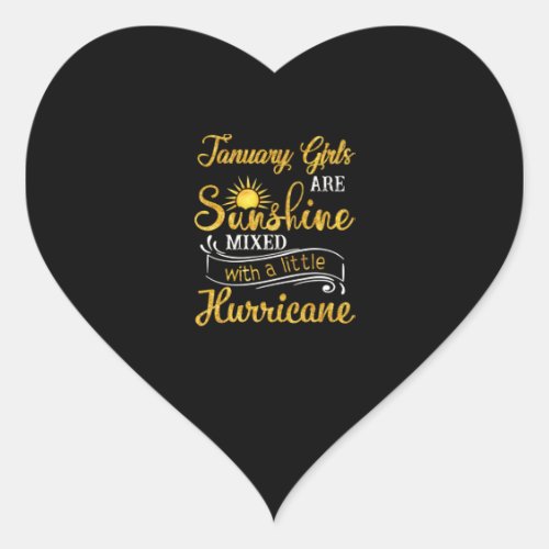 January Girls Are Sunshine Mixed Little Hurricane Heart Sticker