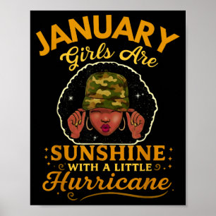 January Girls Are Sunshine With A Little Hurricane Poster
