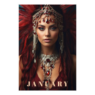 *~* JANUARY Headdress Boho GARNET AP53 Photo Print