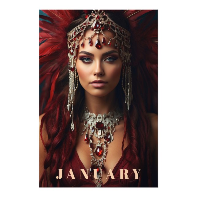 *~* JANUARY Headdress Boho GARNET AP53 Photo Print (Front)