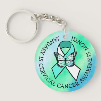 January is Cervical Cancer Awareness Month  Button Keychain