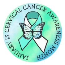 January is Cervical Cancer Awareness Month   Classic Round Sticker