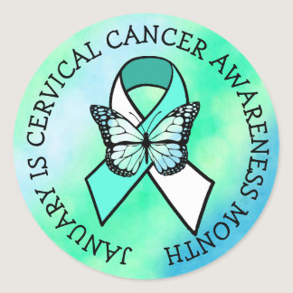 January is Cervical Cancer Awareness Month   Classic Round Sticker