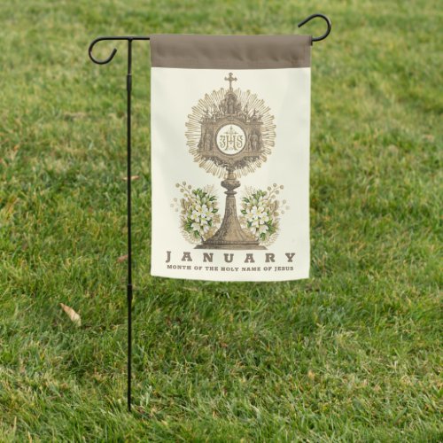 JANUARY MONTH OF HOLY NAME OF JESUS CATHOLIC GARDEN FLAG