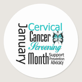 January National Cervical Cancer Screening Month Classic Round Sticker