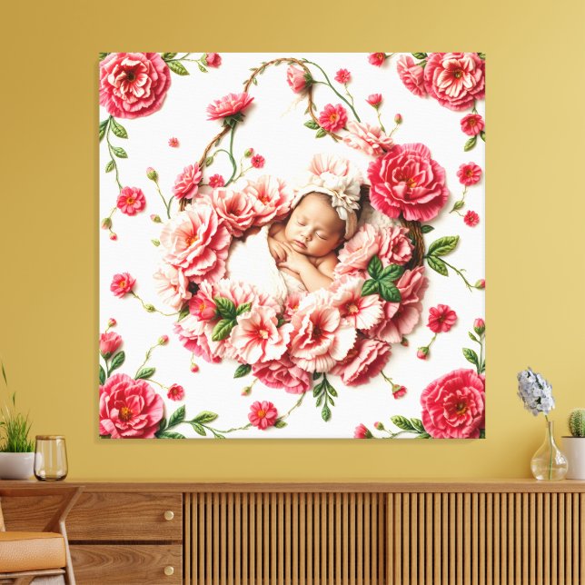 January’s Sacred Bloom – Baby Girl Portrait Canvas Print (Insitu(LivingRoom))