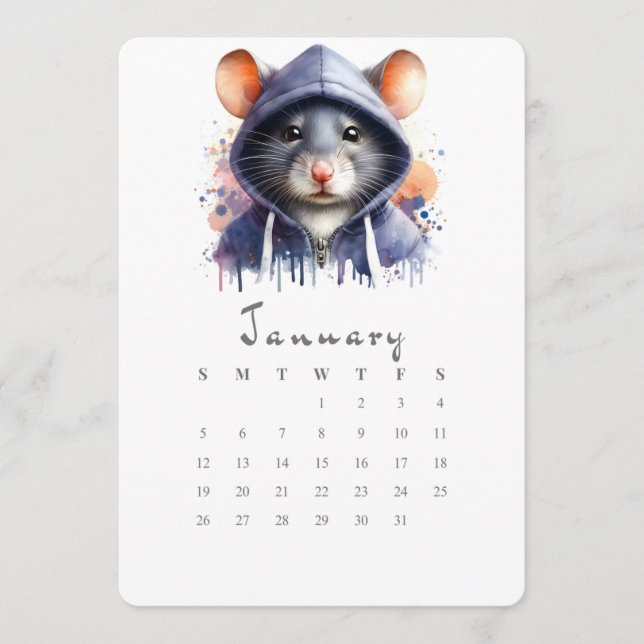 January Stand-Alone Calendar Mouse Splash Art (Front)