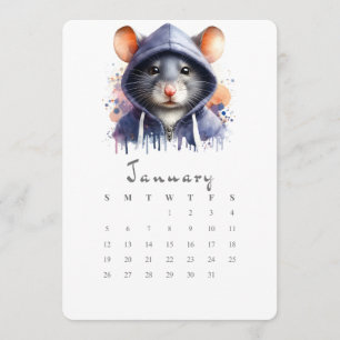 January Stand-Alone Calendar Mouse Splash Art