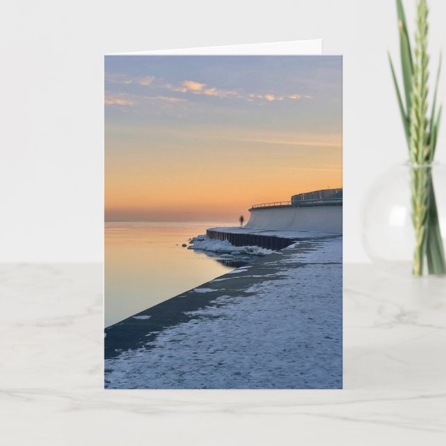 January Sunrise Over Lake Michigan Card (Front)