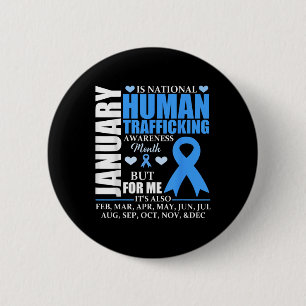 January We Wear Blue Ribbon Human Trafficking Awar Button