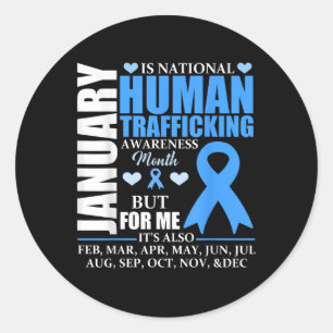 January We Wear Blue Ribbon Human Trafficking Awar Classic Round Sticker