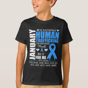 January We Wear Blue Ribbon Human Trafficking Awar T-Shirt